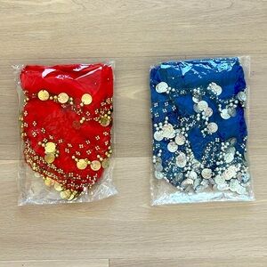2 Belly Dance Hip Scarves with Coins